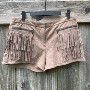 Fate High Waist Tan Fringe Shorts size L